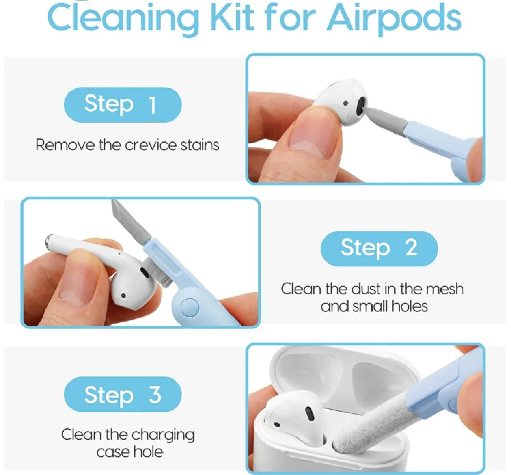 7-in-1 Comprehensive Cleaning Kit for Keyboards, Screens, and Earphones Compatible with Computers, Tablets, and Bluetooth Devices