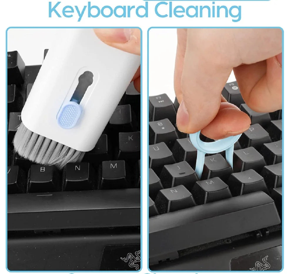 7-in-1 Comprehensive Cleaning Kit for Keyboards, Screens, and Earphones Compatible with Computers, Tablets, and Bluetooth Devices