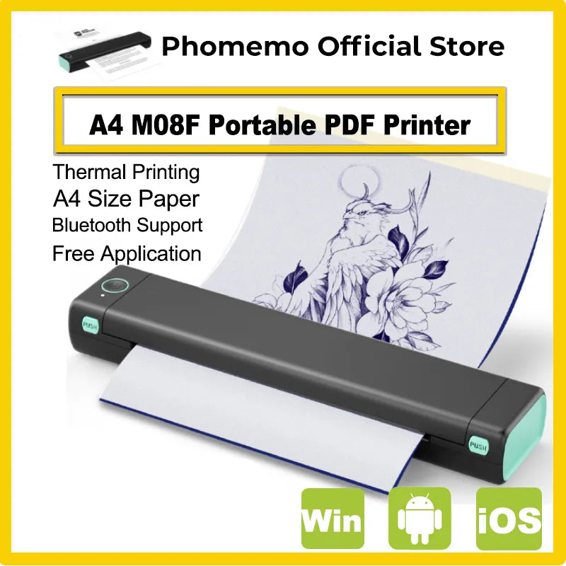 M08F Wireless Tattoo Transfer Stencil Printer Tattoo Transfer Thermal Printer Machine Compatible with Smartphone & PC