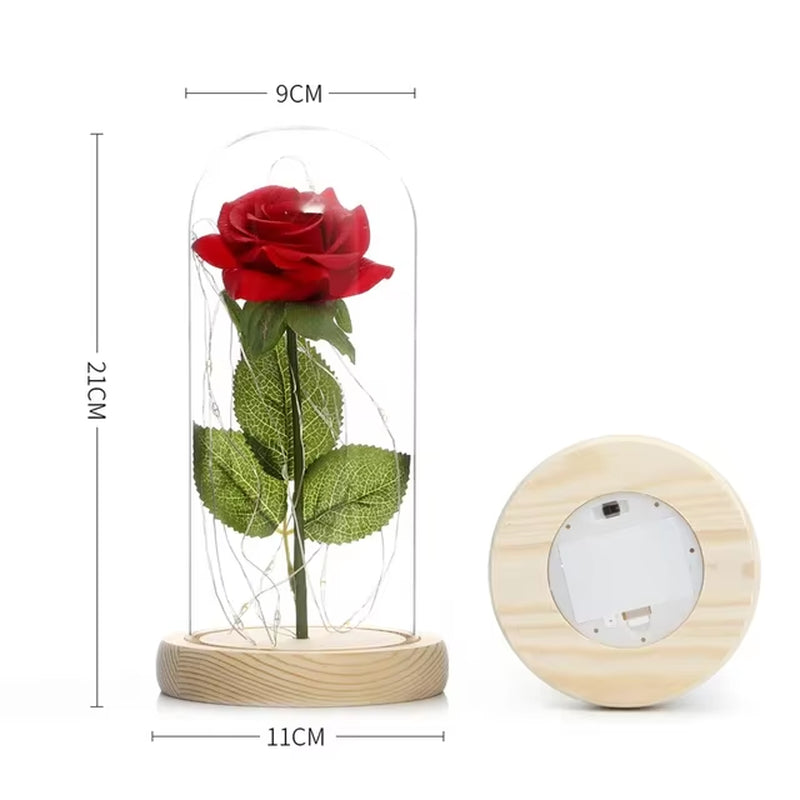 Eternal Flower Beauty and the Beast Led Rose Artificial Flowers for Decor Wedding Valentines Day New Year Gifts for Home Peony