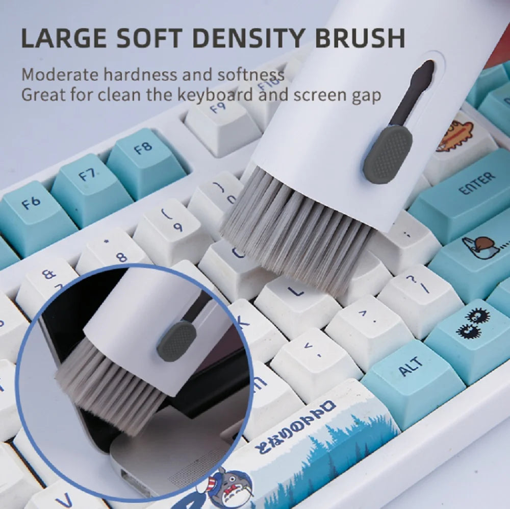 7-in-1 Comprehensive Cleaning Kit for Keyboards, Screens, and Earphones Compatible with Computers, Tablets, and Bluetooth Devices