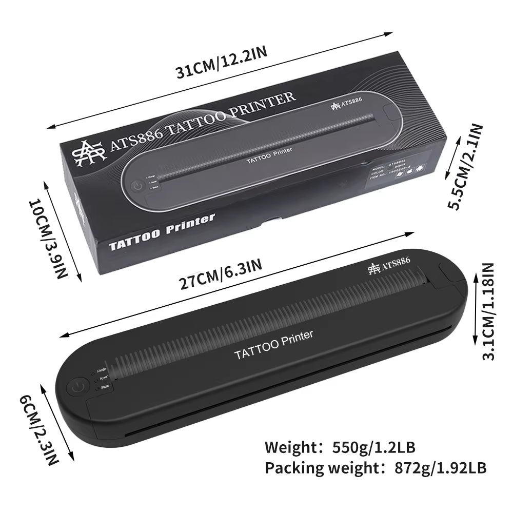 Tattoo Stencil Transfer Printer Machine ATS886 Tattoo Printer Portable Thermal Stencil Maker Line Photo Drawing Printing Copier